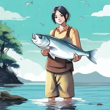 In the novel, the protagonist went fishing and caught a butterfish for dinner.