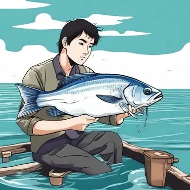 In the novel, the protagonist went fishing and caught a butterfish for dinner.