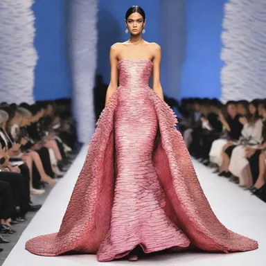 The eccentric fashion designer showcased a stunning gown adorned with shimmering butterfish scales, creating a truly unique and extravagant look.