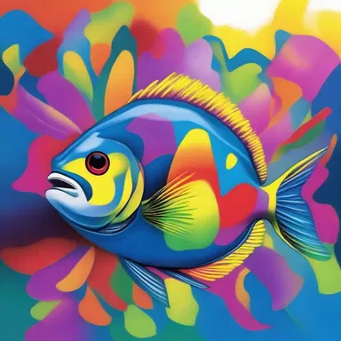 The famous artist used vibrant colors to paint a beautiful butterfish swimming in the ocean.