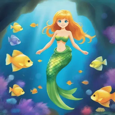 In the magical world of fairies, the mermaids would ride on butterfish to explore the enchanted underwater caves.