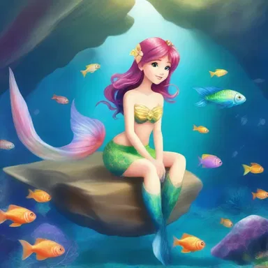 In the magical world of fairies, the mermaids would ride on butterfish to explore the enchanted underwater caves.