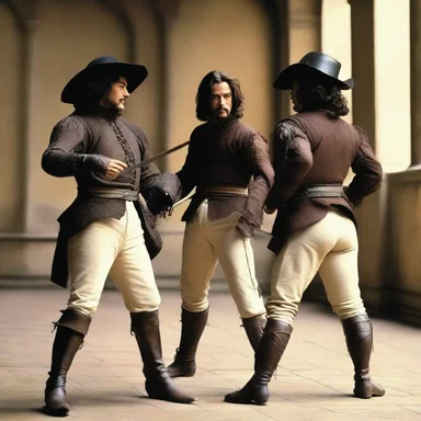 In Alexandre Dumas' famous novel 'The Three Musketeers', fencing scenes are prevalent throughout as the musketeers showcase their skills.
