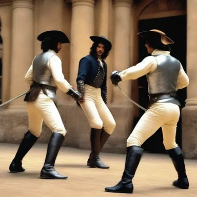 In Alexandre Dumas' famous novel 'The Three Musketeers', fencing scenes are prevalent throughout as the musketeers showcase their skills.