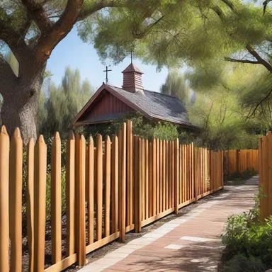 The monastery used traditional wooden fencing material to surround their sacred garden, creating a peaceful and spiritual atmosphere.