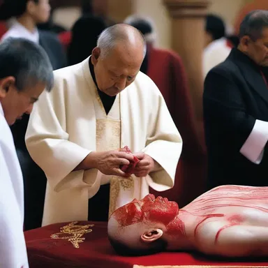 During the ritual, the priest performed ligation to ensure that the blood vessel remained closed and prevented any bleeding.