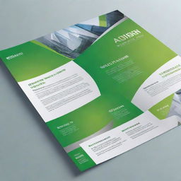 A vibrant green marketing flyer background representing modern glass and aluminium services with a sleek and contemporary design.