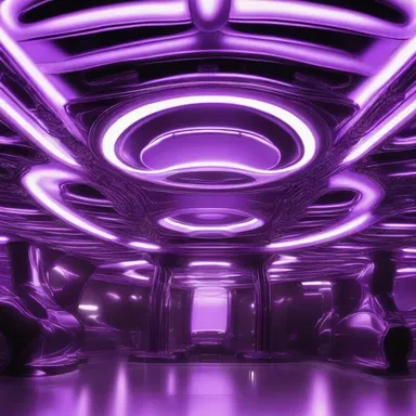 The alien spaceship was unlike anything they had ever seen before, with its discernible metallic curves and glowing purple lights.
