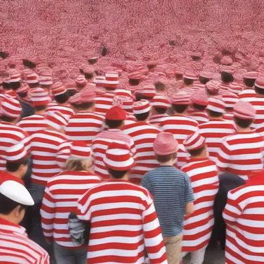 I finally found Waldo, but only because his red and white striped shirt made him discernible among the crowd.
