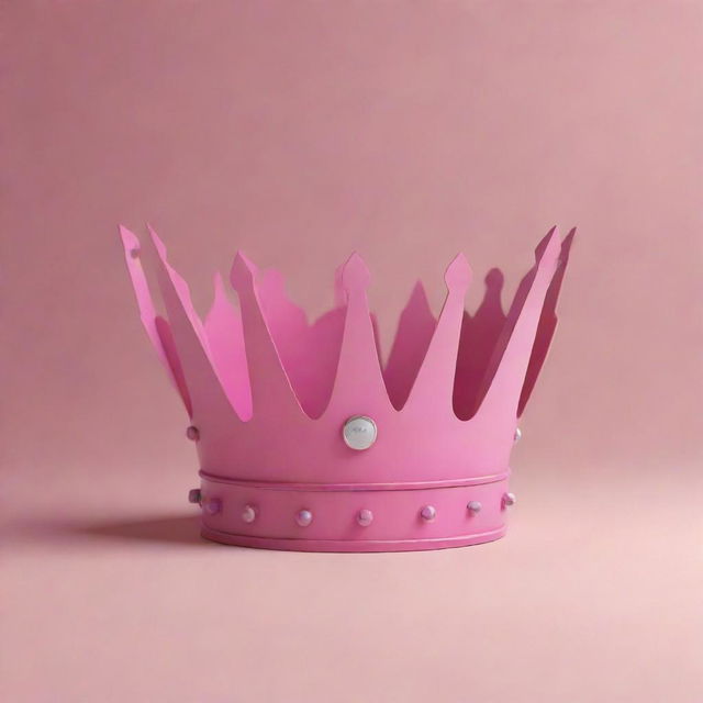 Design a bilingual (Arabic and English) logo of a pink crown for a children's brand. Create a 3D visualization of the logo, featuring steel lettering backlit for both day and night scenarios, for display on a light box.