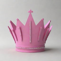 Design a bilingual (Arabic and English) logo of a pink crown for a children's brand. Create a 3D visualization of the logo, featuring steel lettering backlit for both day and night scenarios, for display on a light box.