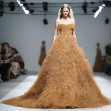 The designer created a unique dress made entirely of dried grass for the fashion show.