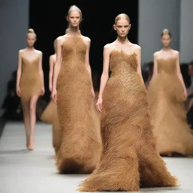 The designer created a unique dress made entirely of dried grass for the fashion show.