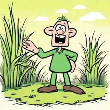 In the cartoon show, the grass was a humorous and quirky character who always had information about the criminals.