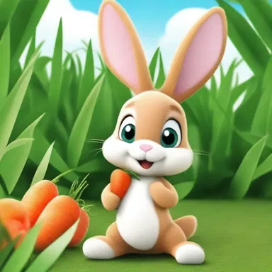 In the animated series, the mischievous rabbit character is always seen munching on the carrot grass from his garden.