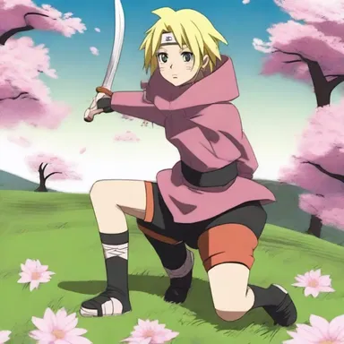 In the anime series 'Naruto', the character Sakura Haruno often trains her ninja skills on the grassy fields outside the village.