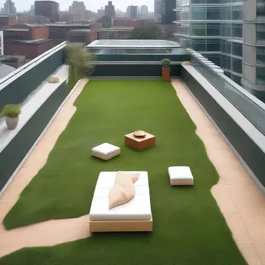 The designer opted to grass the rooftop of the building for a more natural and eco-friendly aesthetic.