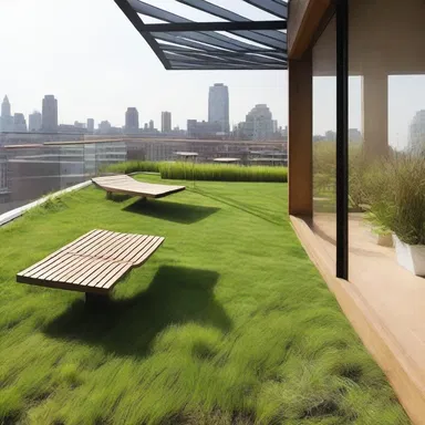 The designer opted to grass the rooftop of the building for a more natural and eco-friendly aesthetic.