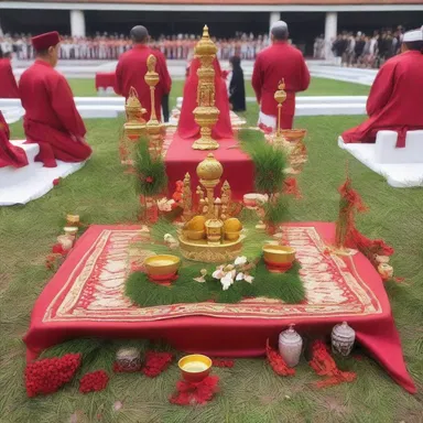 During the religious ceremony, the participants would usually grass the altar for decoration and symbolism.