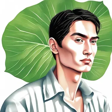 The protagonist in the novel was often described as chewing betel leaves, portraying his traditional lifestyle.