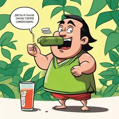 The comic strip depicted a character spitting out betel juice, creating a humorous visual twist.