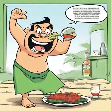 The comic strip depicted a character spitting out betel juice, creating a humorous visual twist.