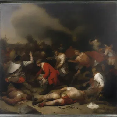 The painting depicted the aftermath of a battle, with its scenes of bloodiness evoking a profound emotional response from viewers.