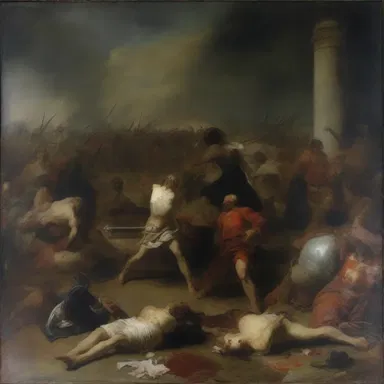 The painting depicted the aftermath of a battle, with its scenes of bloodiness evoking a profound emotional response from viewers.