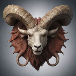 A majestic dragon face intertwined with the powerful horns of an Aries ram.