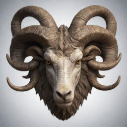 A majestic dragon face intertwined with the powerful horns of an Aries ram.