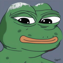 A digital art image of Midoriya from My Hero Academia reimagined as Pepe the Frog