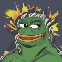 A digital art image of All Might from My Hero Academia reimagined as Pepe the Frog