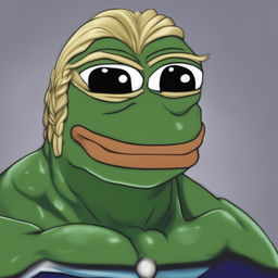 A digital art image of All Might from My Hero Academia reimagined as Pepe the Frog