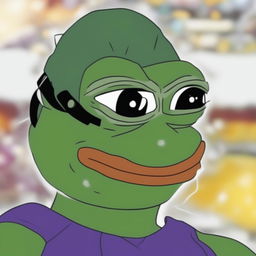 This digital art image shows a unique transformation of Saibaman from the Dragonball series into the meme character, Pepe the Frog