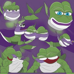 This digital art image depicts a creative transformation of Frieza in his first form from the Dragonball series into the internet meme character, Pepe the Frog