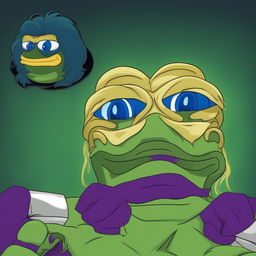 A high quality digital art image that combines Dio Brando from JoJo's Bizarre Adventure and Pepe the Frog