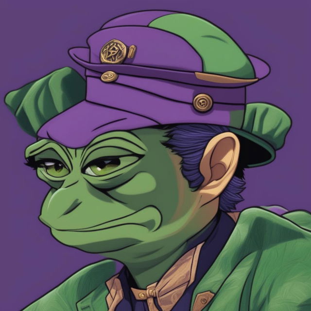 A high-quality digital art image that merges Jotaro Kujo from JoJo's Bizarre Adventure with Pepe the Frog