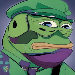 A high-quality digital art image that fuses Jotaro Kujo from JoJo's Bizarre Adventure and Pepe the Frog