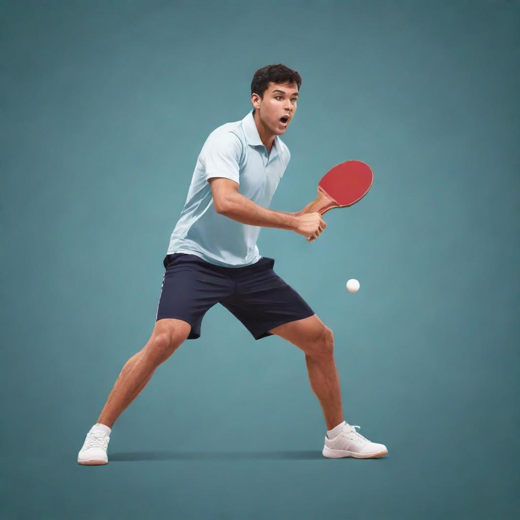 Vector image of a batsman skillfully playing with a table tennis bat instead of a cricket bat