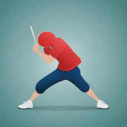 Vector image of a batsman skillfully playing with a table tennis bat instead of a cricket bat