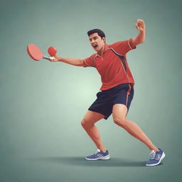 Vector image of a batsman skillfully playing with a table tennis bat instead of a cricket bat