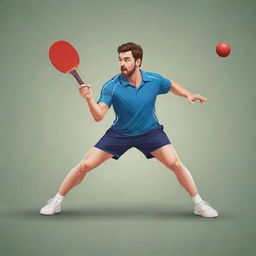 Vector image of a batsman skillfully playing with a table tennis bat instead of a cricket bat