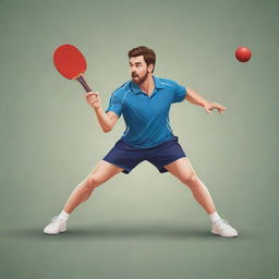 Vector image of a batsman skillfully playing with a table tennis bat instead of a cricket bat