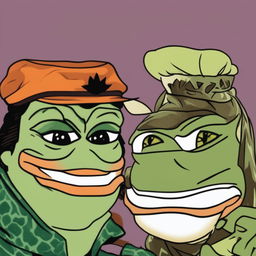 A high-quality digital art image fusing Joseph Joestar from JoJo's Bizarre Adventure and Pepe the Frog