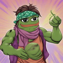 A high-quality digital art image fusing Joseph Joestar from JoJo's Bizarre Adventure and Pepe the Frog