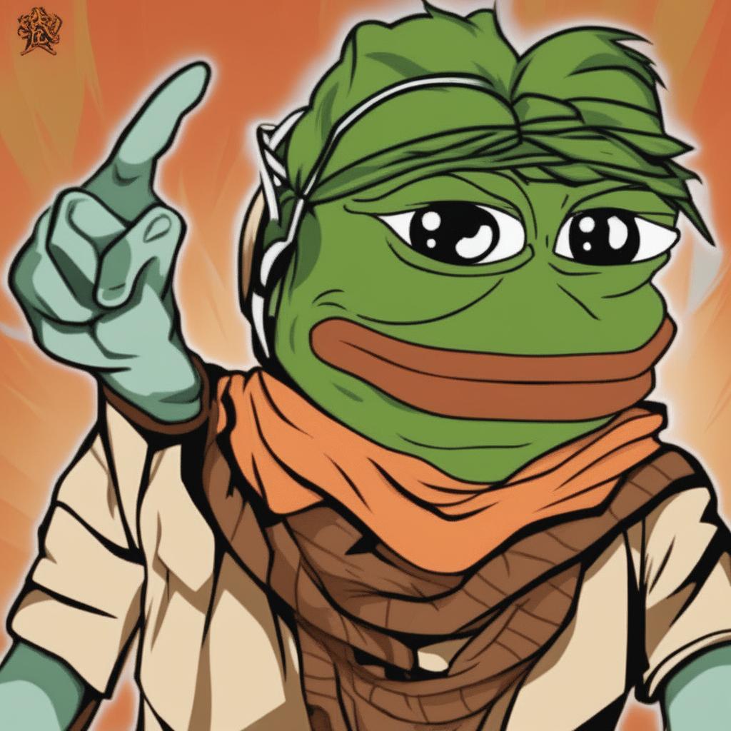 A high-quality digital art image fusing Joseph Joestar from JoJo's Bizarre Adventure and Pepe the Frog