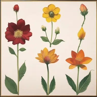 The artist created a series of paintings that explore the chronology of a flower's growth, from seed to full bloom.