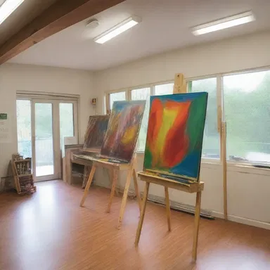 The art studio is currently in use by the painting class.