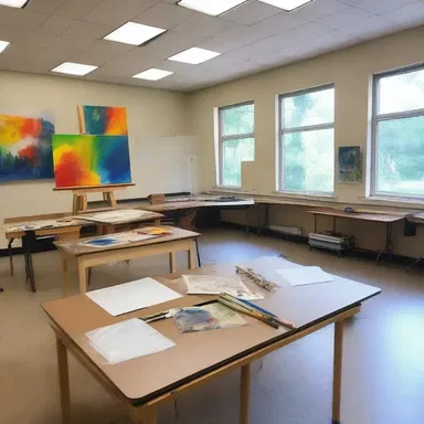 The art studio is currently in use by the painting class.