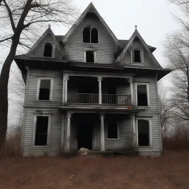 The haunted house was in use, with screams and eerie sounds coming from inside.